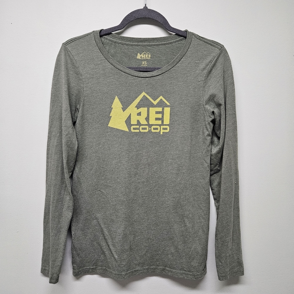 REI Cotton Longsleeve Shirt Logo Green Size XS Womens
